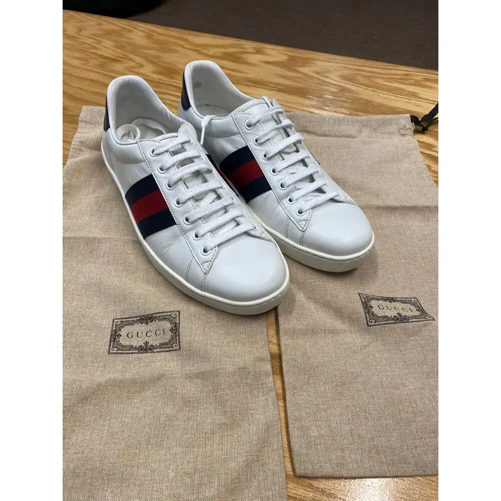 Men’s Gucci Ace Sneaker - Leather ‘White Blue’ size 8 - Picture 3 of 6